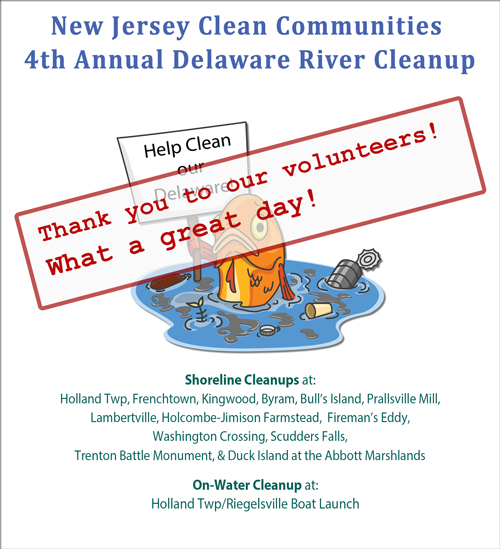 The 5th Annual NJ Clean Communities Delaware River Cleanup is scheduled for Sat., Sept. 17, 2022. Save the date! 